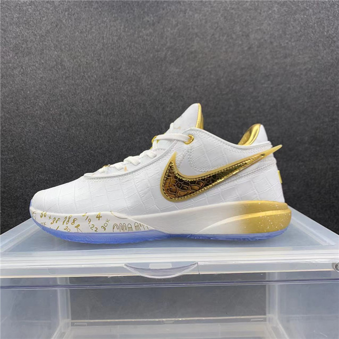 Men's Running weapon LeBron James 20 White/Gold Shoes 079